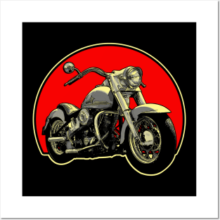 1964 Harley-Davidson Retro Red Circle Motorcycle Posters and Art